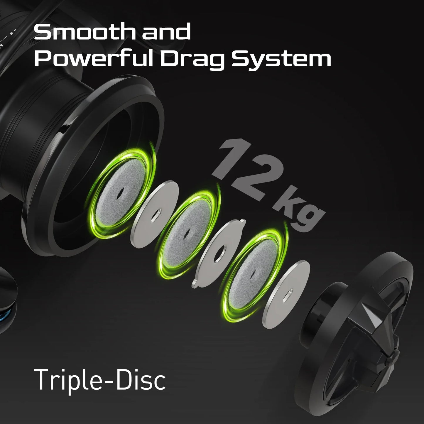 NNEOBA 5000 Series Graphite Spinning Reel Left/Right Handed Black