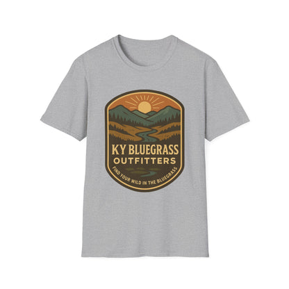 Retro Mountain Sunset T-Shirt - Outdoor Badge Tee | KY Bluegrass Outfitters