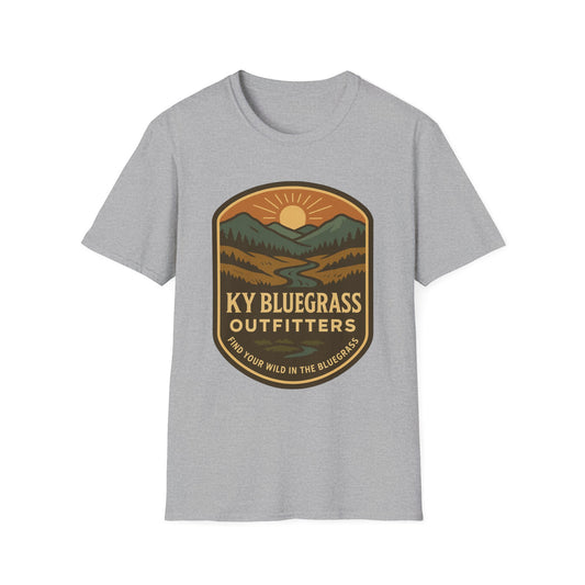 Retro Mountain Sunset T-Shirt - Outdoor Badge Tee | KY Bluegrass Outfitters