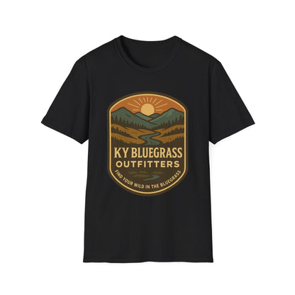 Retro Mountain Sunset T-Shirt - Outdoor Badge Tee | KY Bluegrass Outfitters