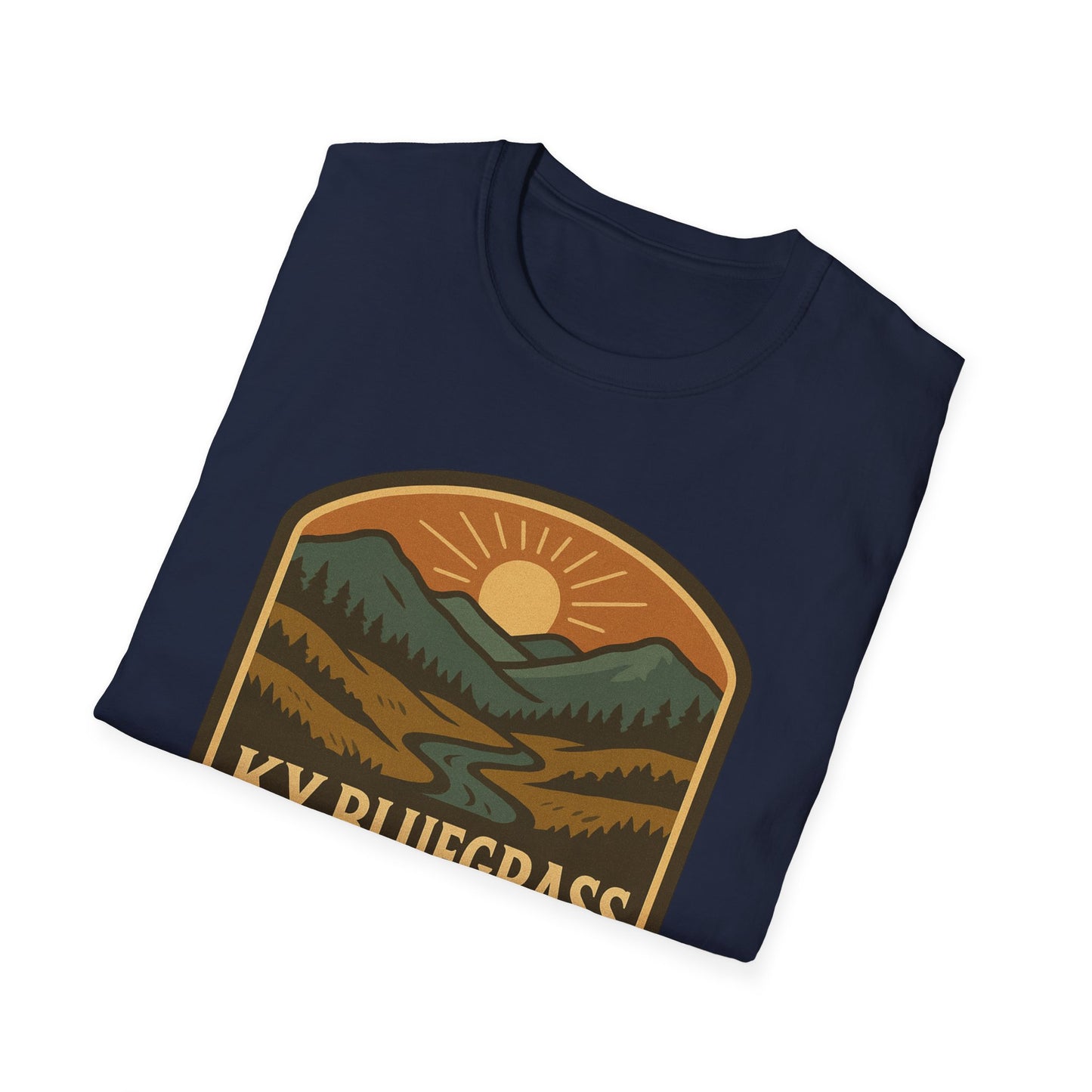 Retro Mountain Sunset T-Shirt - Outdoor Badge Tee | KY Bluegrass Outfitters