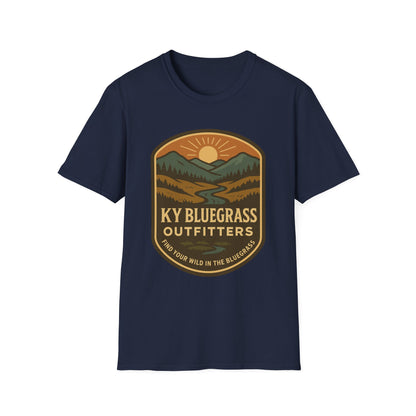 Retro Mountain Sunset T-Shirt - Outdoor Badge Tee | KY Bluegrass Outfitters