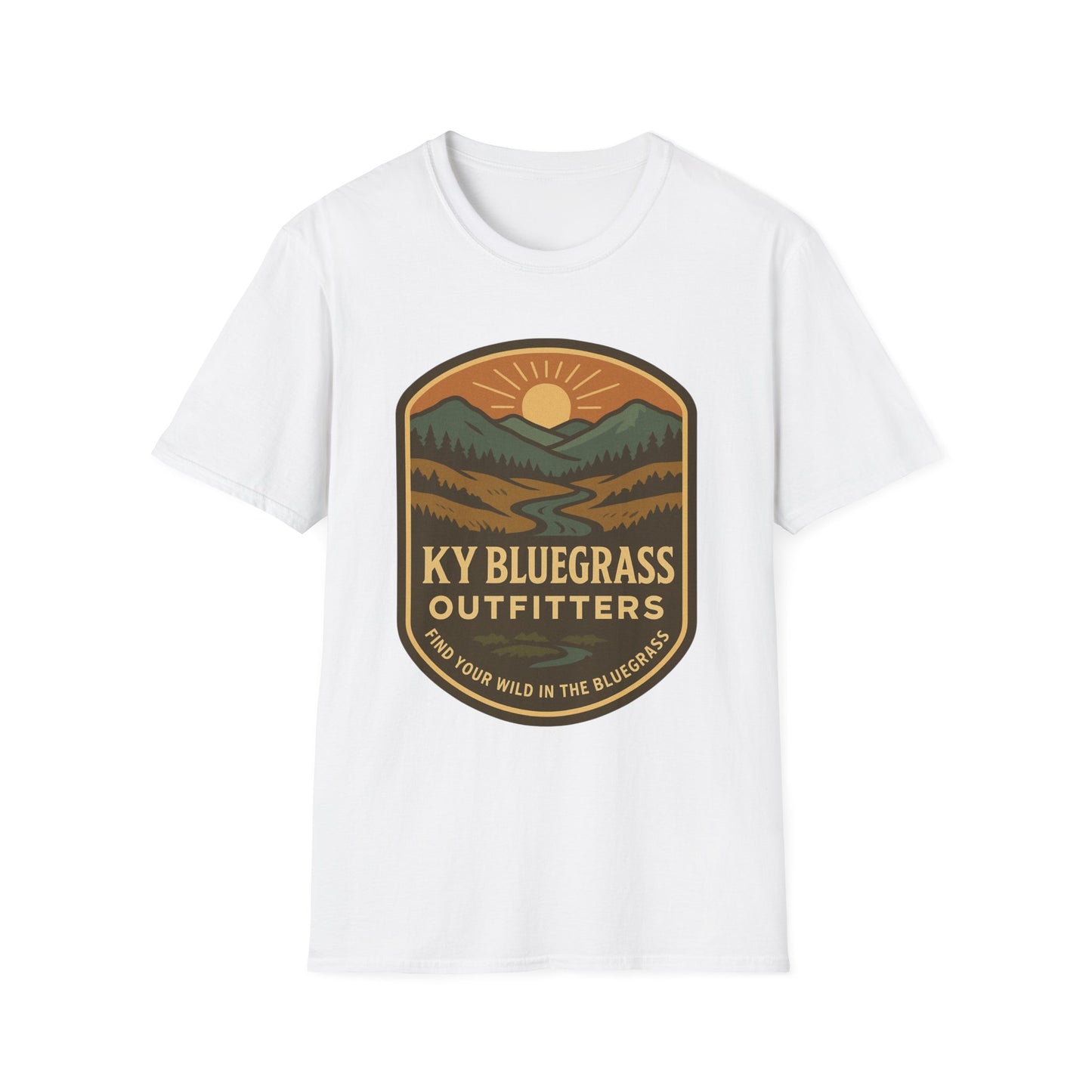 Retro Mountain Sunset T-Shirt - Outdoor Badge Tee | KY Bluegrass Outfitters