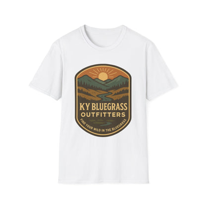 Retro Mountain Sunset T-Shirt - Outdoor Badge Tee | KY Bluegrass Outfitters