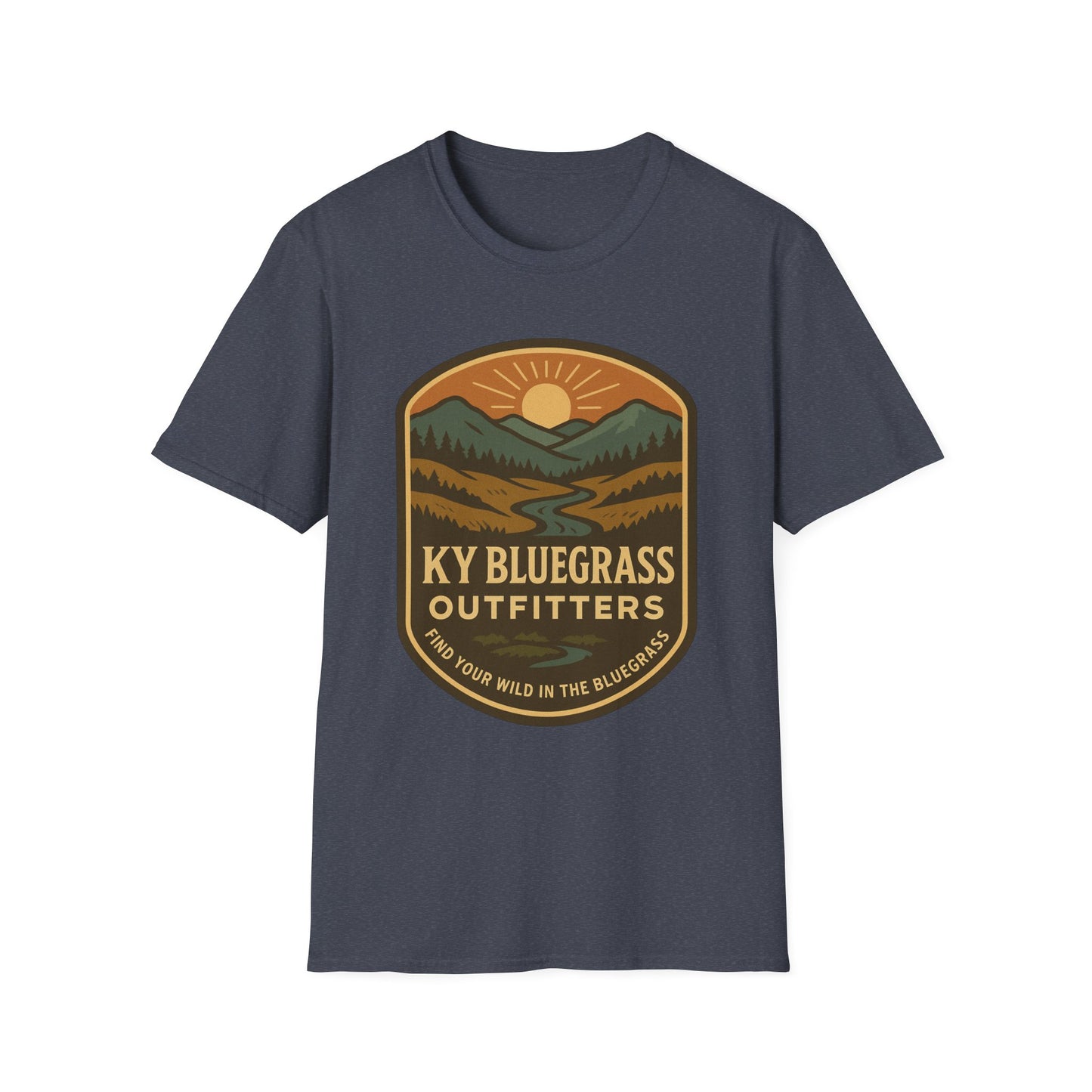 Retro Mountain Sunset T-Shirt - Outdoor Badge Tee | KY Bluegrass Outfitters