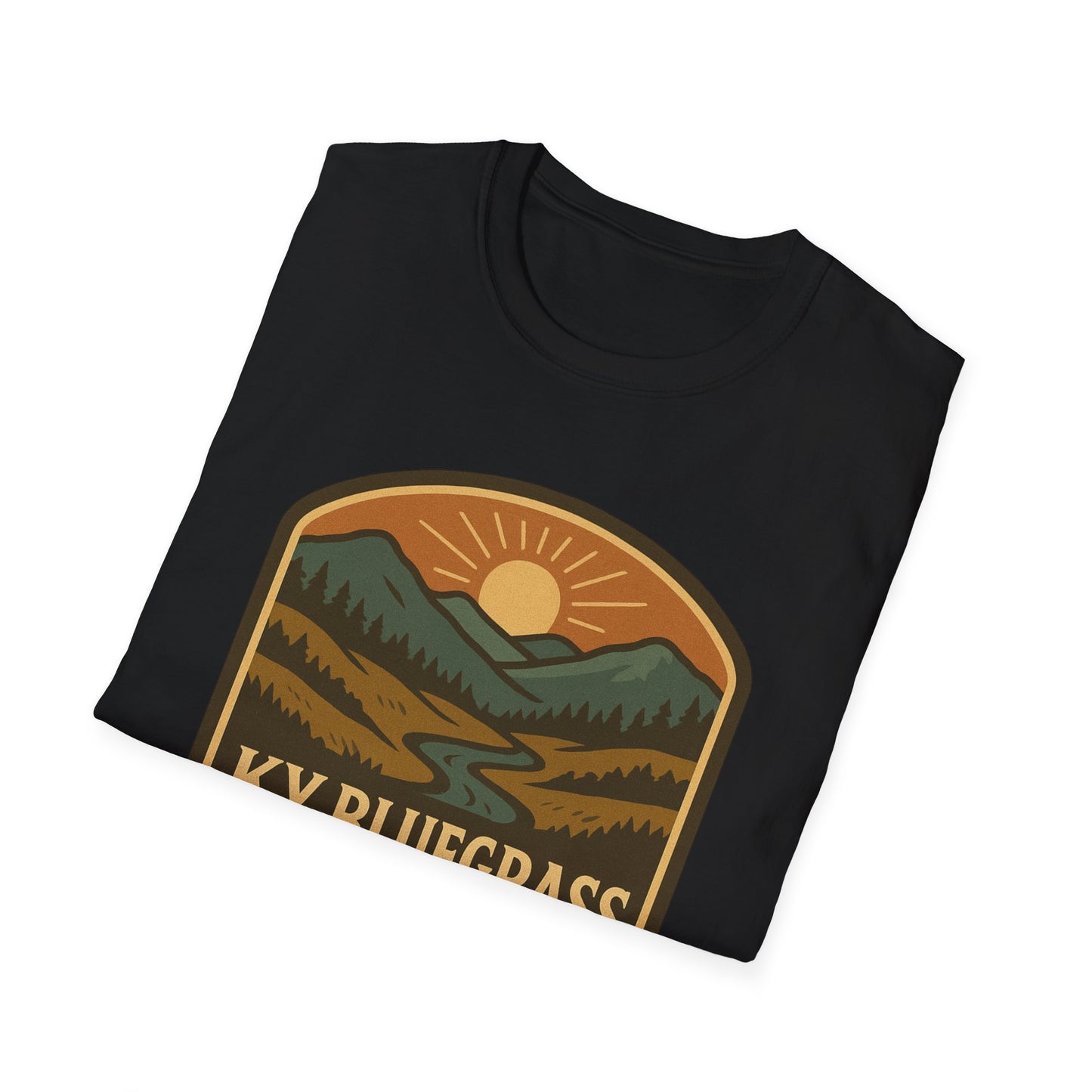 Retro Mountain Sunset T-Shirt - Outdoor Badge Tee | KY Bluegrass Outfitters