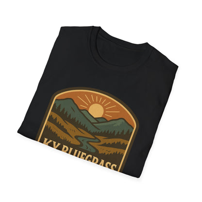 Retro Mountain Sunset T-Shirt - Outdoor Badge Tee | KY Bluegrass Outfitters