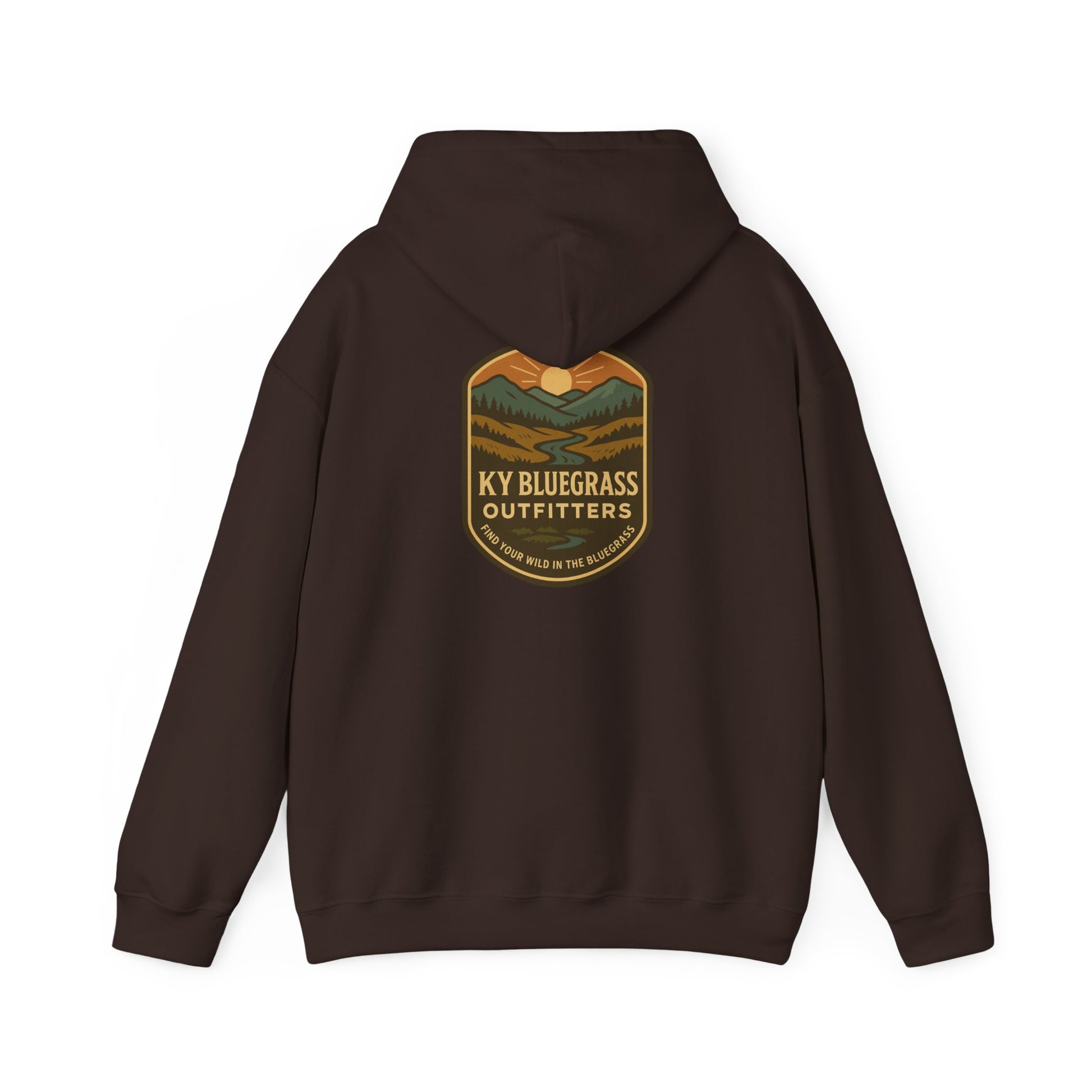 Brown hoodie with a logo on the back on a white background