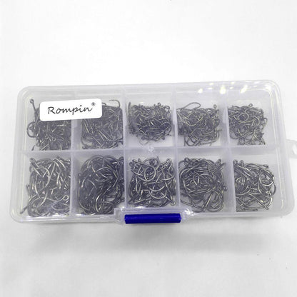 Rompin 500pcs/set mixed size #3~12 high carbon steel carp fishing hooks pack with hole with Retail Original box Jigging Bait