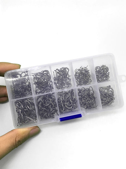 Rompin 500pcs/set mixed size #3~12 high carbon steel carp fishing hooks pack with hole with Retail Original box Jigging Bait
