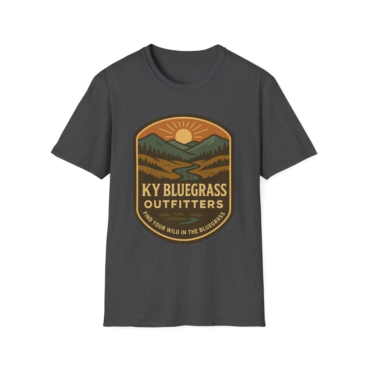 Retro Mountain Sunset T-Shirt - Outdoor Badge Tee | KY Bluegrass Outfitters