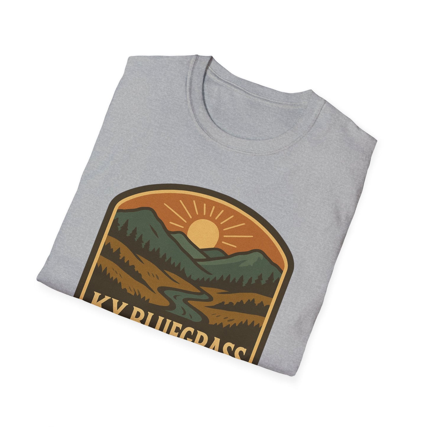 Retro Mountain Sunset T-Shirt - Outdoor Badge Tee | KY Bluegrass Outfitters