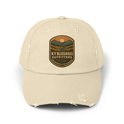 Beige cap with KY Bluegrass Outfitters logo on a white background
