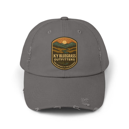 Gray cap with KY Bluegrass Outfitters logo on a white background