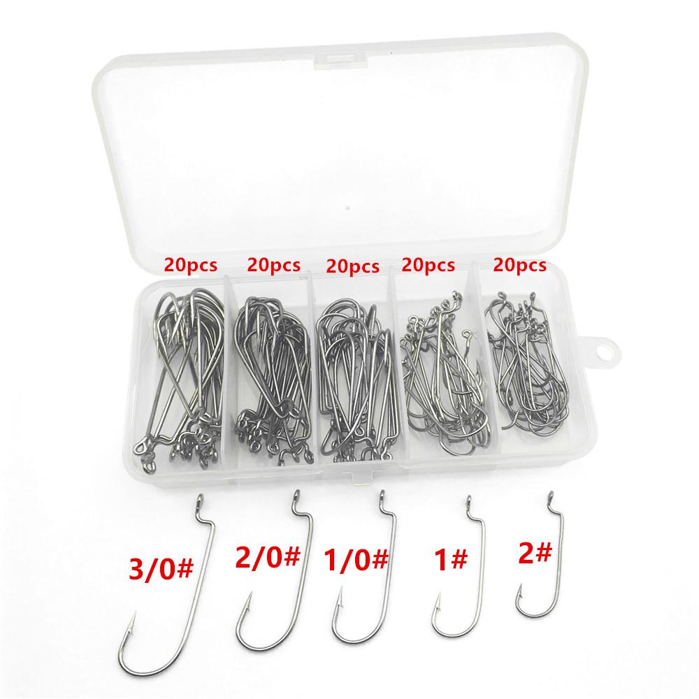 Rompin 100pcs/box 2#-3/0# 5 size Jig head HookSingle Fishing Hooks