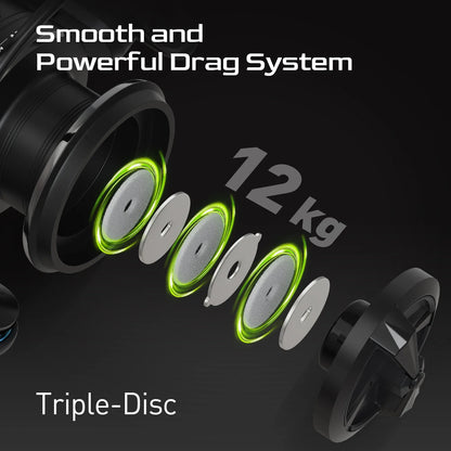 NNEOBA 5000 Series Graphite Spinning Reel Left/Right Handed Black