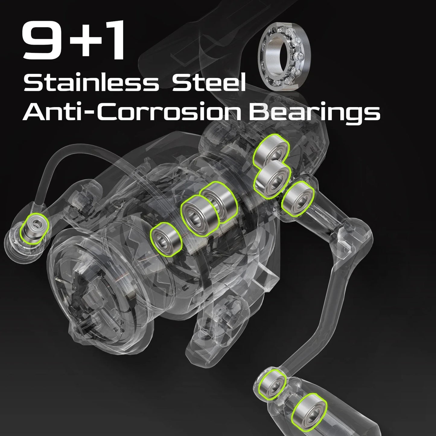 NNEOBA 5000 Series Graphite Spinning Reel Left/Right Handed Black