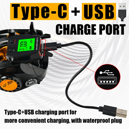 NNEOBA Electronic Baitcasting Reel 10kg Max Drag Alarm Counter Gold