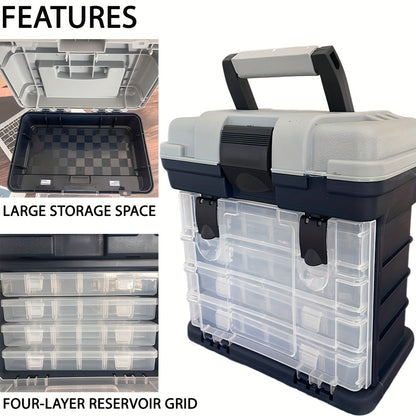 4-Tier Portable Fishing Tackle Storage Box